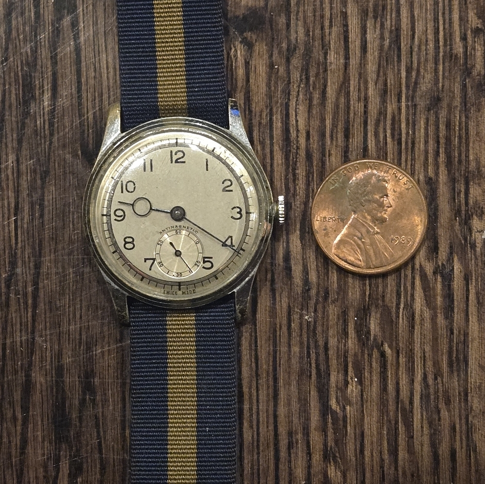 Vintage WW2 Watch with Blue and Gold Strap (Seviced And Mint Condition)